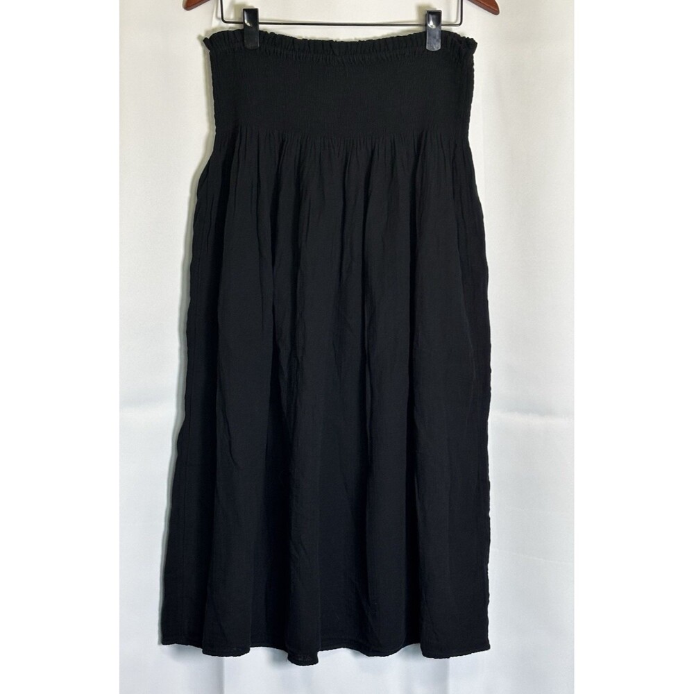 NEW! Old Navy Smocked Gauze 100% Cotton Black Women's Maxi Midi Skirt Size XL